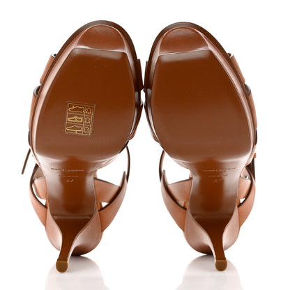 Saint Laurent Calfskin Tribute 75 Platform Sandals 37 Dark Cuoio 5 of 10