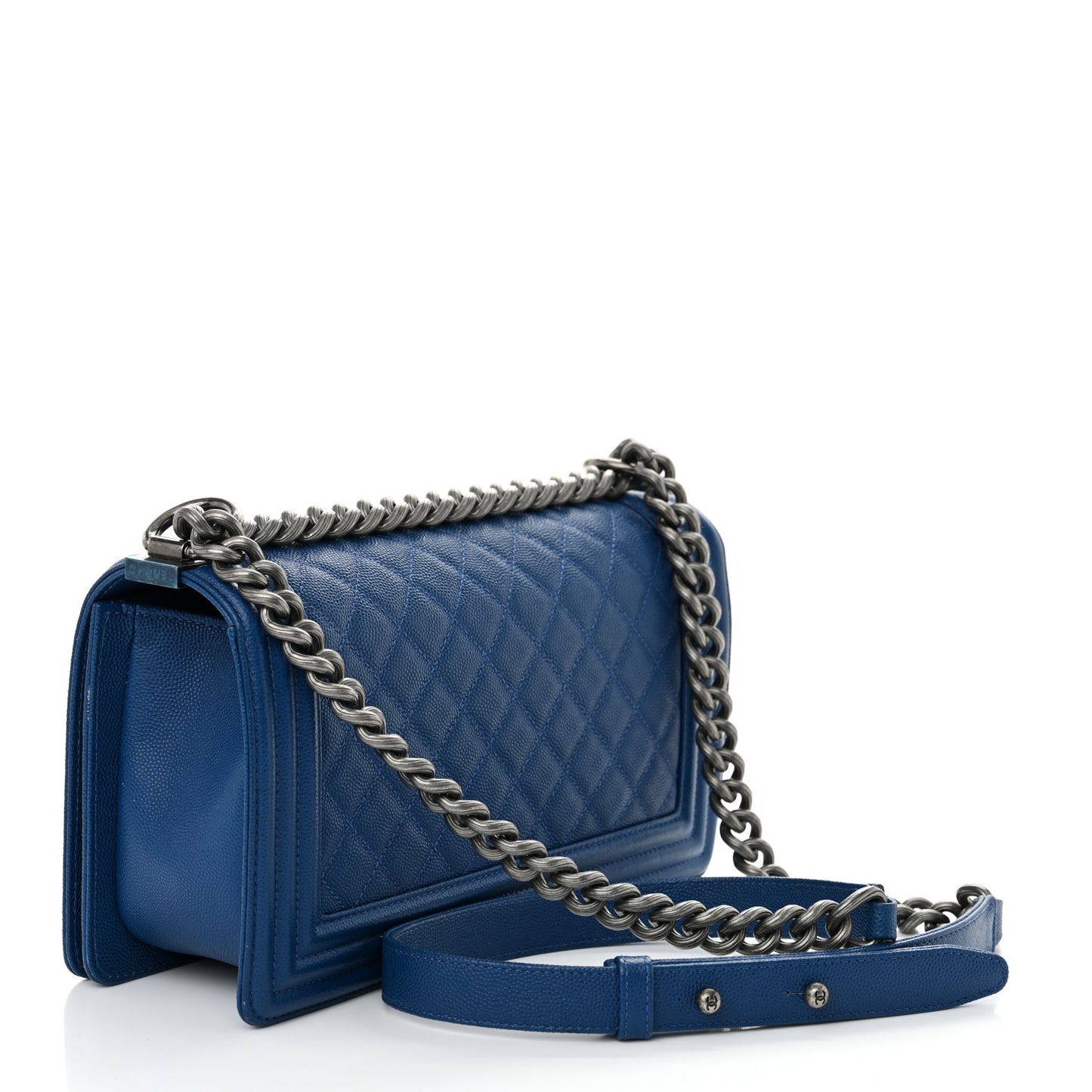 Caviar Quilted Medium Boy Flap Blue