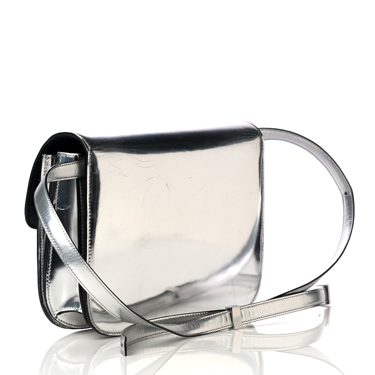 Celine Mirror Box Calfskin Medium Classic Box Flap Bag Silver 5 of 24