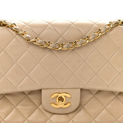 Chanel Lambskin Quilted Medium Double Flap Beige 9 of 20