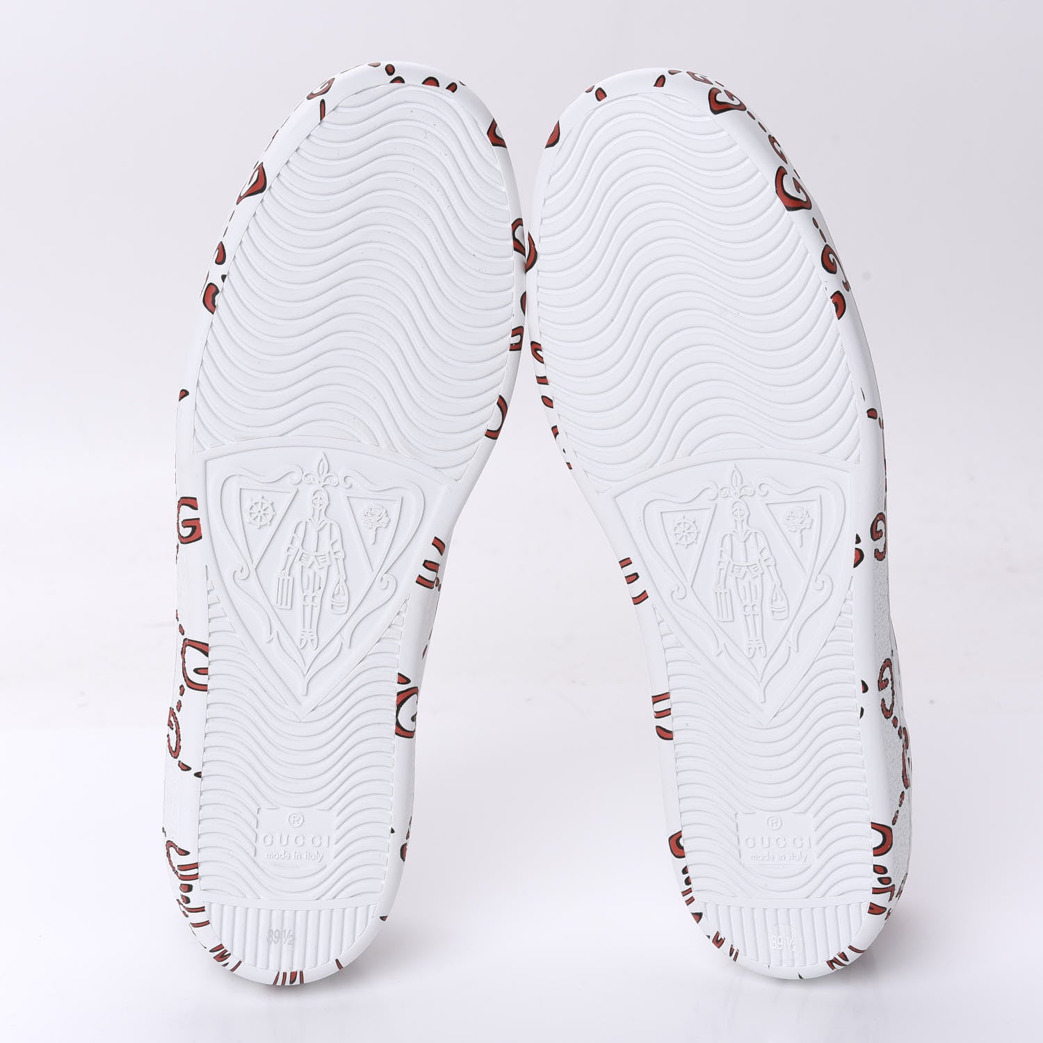 Gucci Calfskin GucciGhost Print Womens Ace Sneakers 39.5 White Hibiscus Red 5 of 10