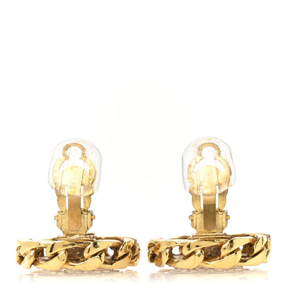 Chanel Crystal CC Round Clip On Earrings Gold 3 of 5