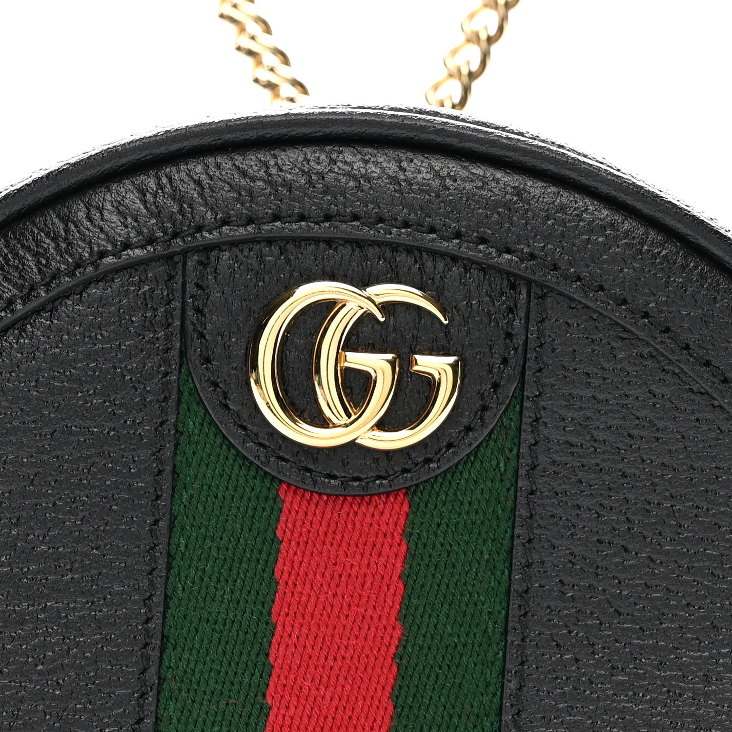 Gucci Grained Calfskin Web Mini Ophidia Round Shoulder Bag Black 8 of 13