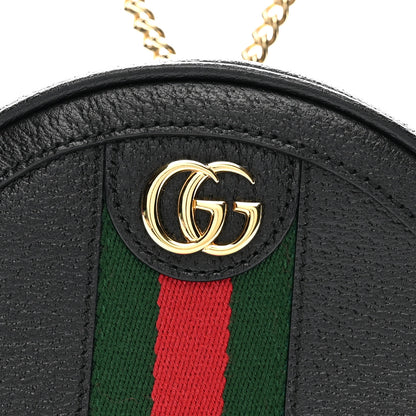 Gucci Grained Calfskin Web Mini Ophidia Round Shoulder Bag Black 8 of 13