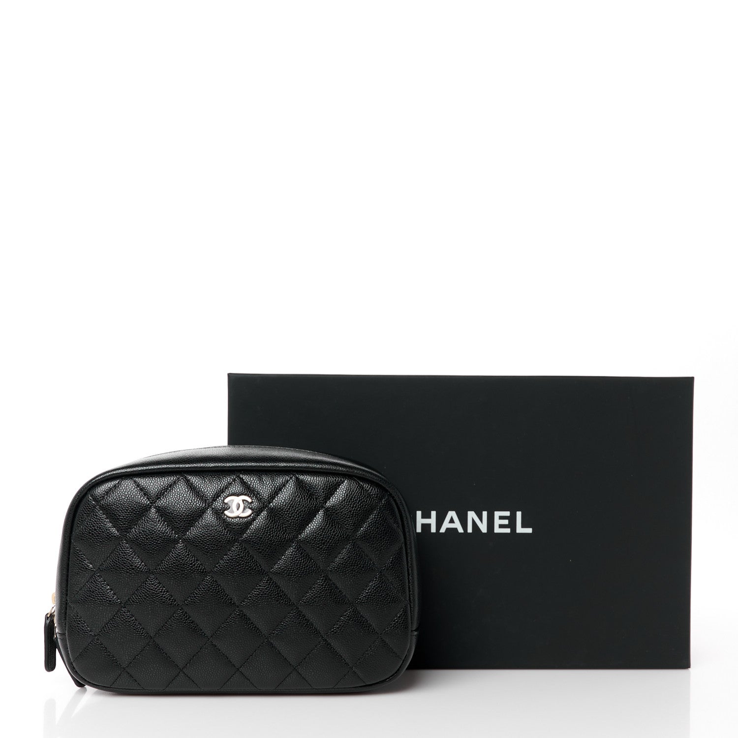 Chanel Caviar Quilted Medium Curvy Pouch Cosmetic Case Black 11 of 11