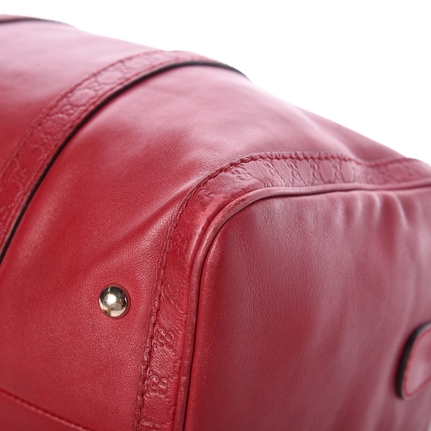 Gucci Calfskin Microguccissima Trim Medium Boston Raspberry Red 11 of 13
