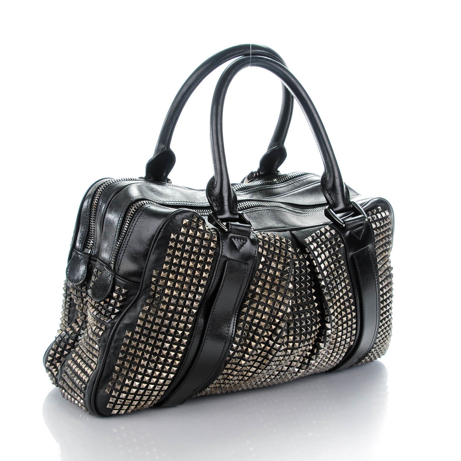 Burberry Prorsum Calfskin Studded Knight Satchel Black 3 of 7