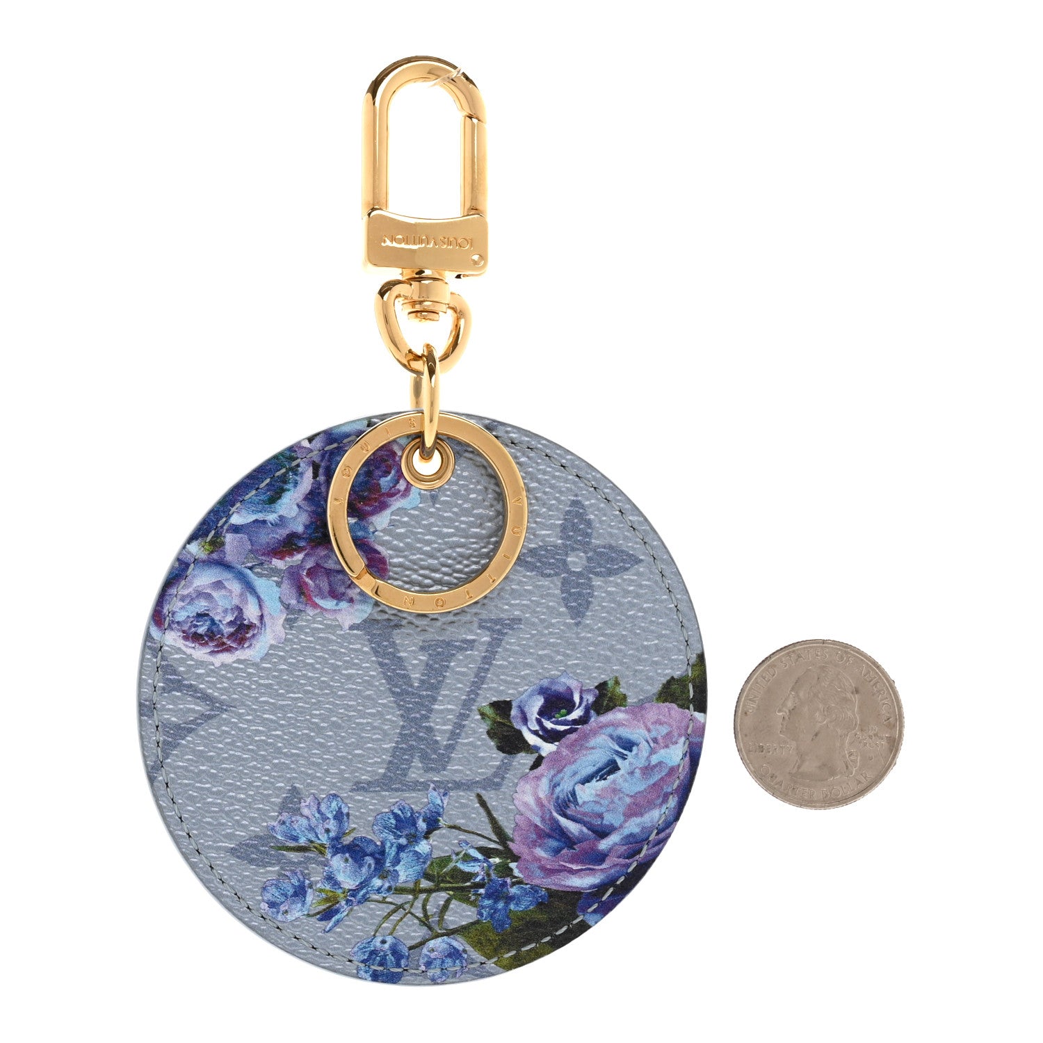 Louis Vuitton Metallic Monogram LV Garden Illustre Bag Charm Key Ring Blue 2 of 4