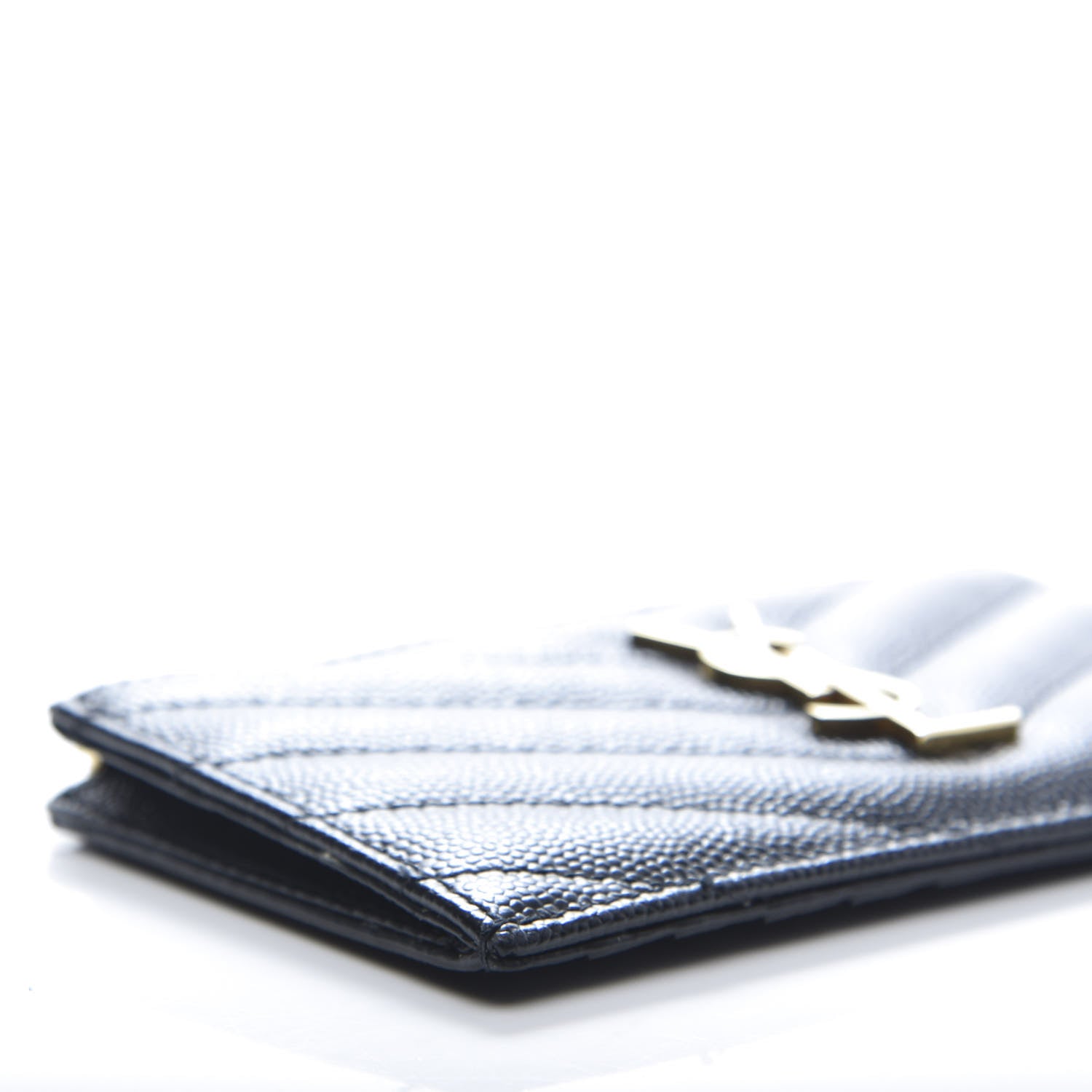 Saint Laurent Monogram Grain de Poudre 5 Fragments Zip Pouch Card Holder Black 8 of 11