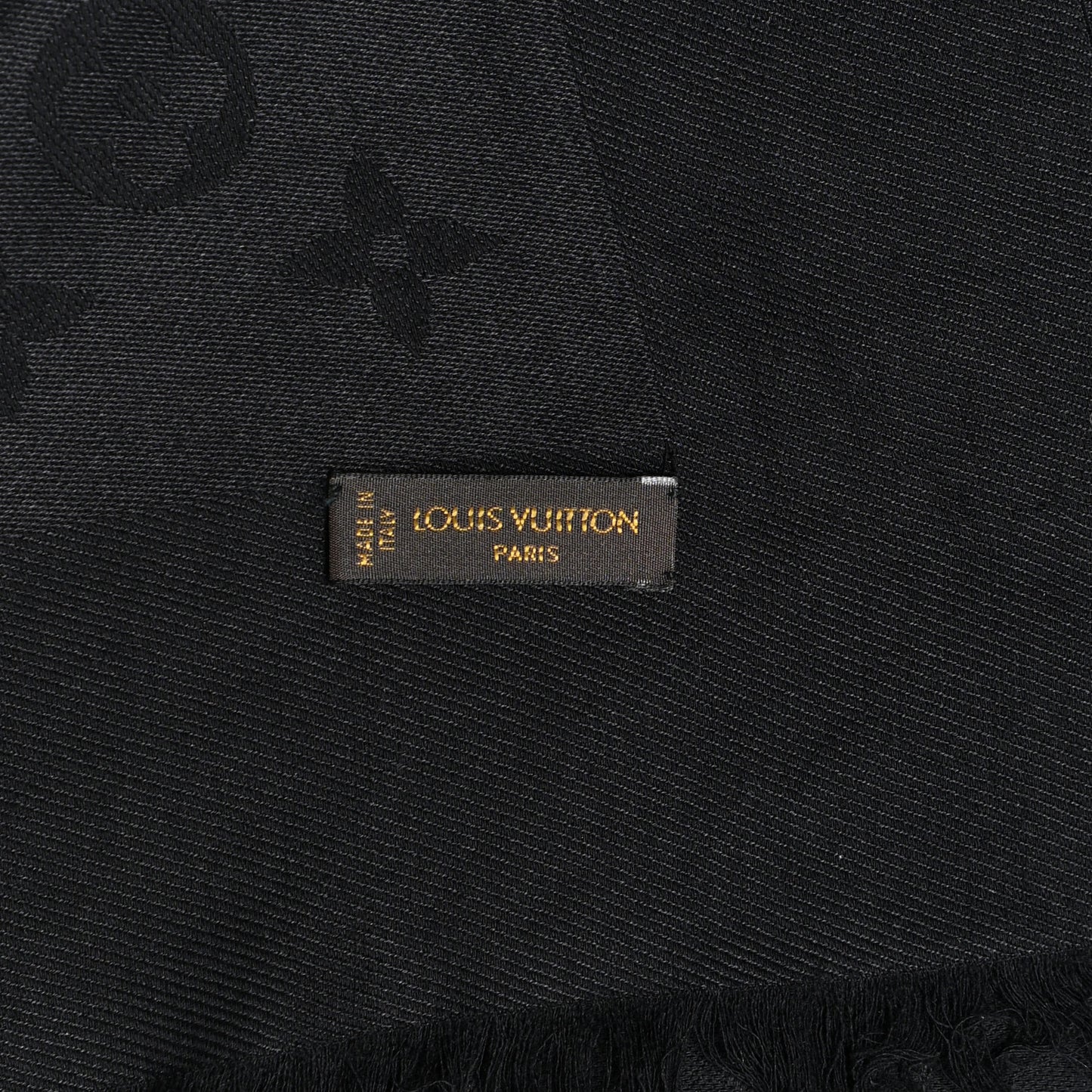 Silk Wool Monogram Shawl Black