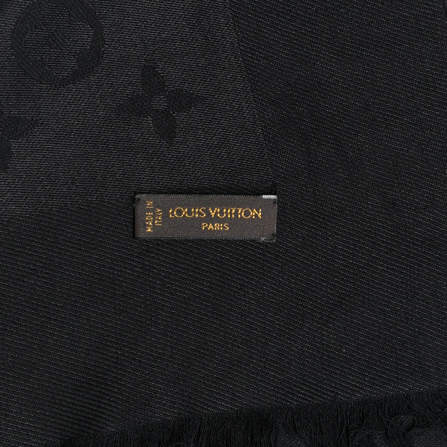 Louis Vuitton Silk Wool Monogram Shawl Black 4 of 8