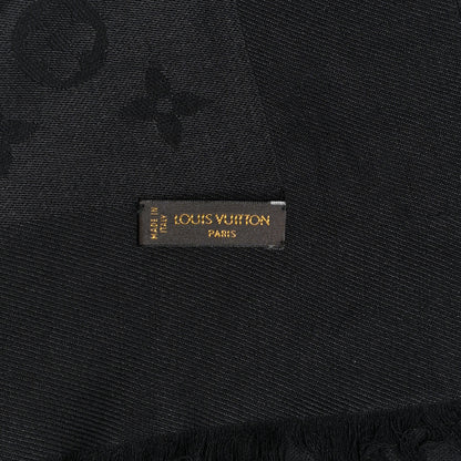 Louis Vuitton Silk Wool Monogram Shawl Black 4 of 8