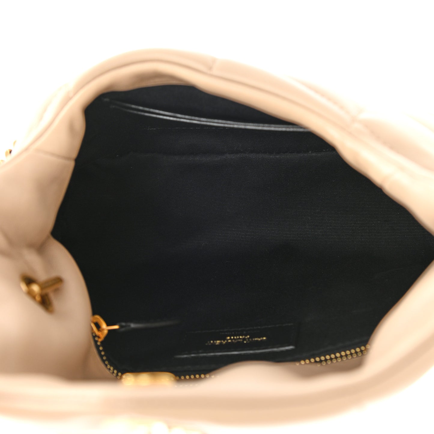 Lambskin Quilted Toy Loulou Puffer Monogram Chain Satchel Nude Powder