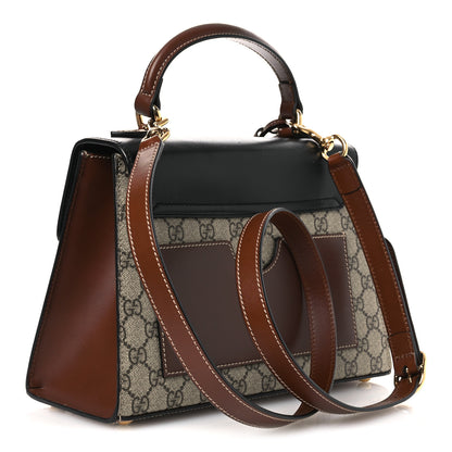 Gucci GG Supreme Monogram Calfskin Small Padlock Top Handle Bag Beige Black Cuir 2 of 13