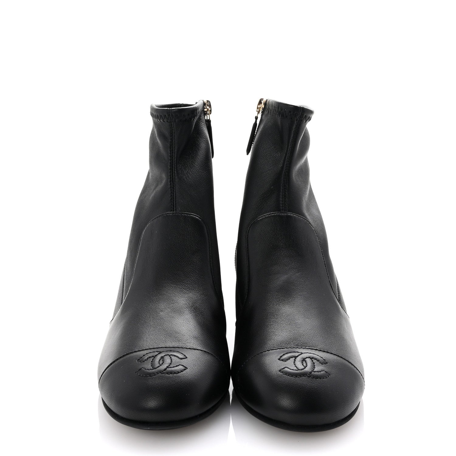 Chanel Stretch Lambskin Cap Toe CC Short Boots 38 Black 3 of 9