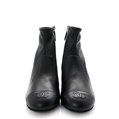 Chanel Stretch Lambskin Cap Toe CC Short Boots 38 Black 3 of 9