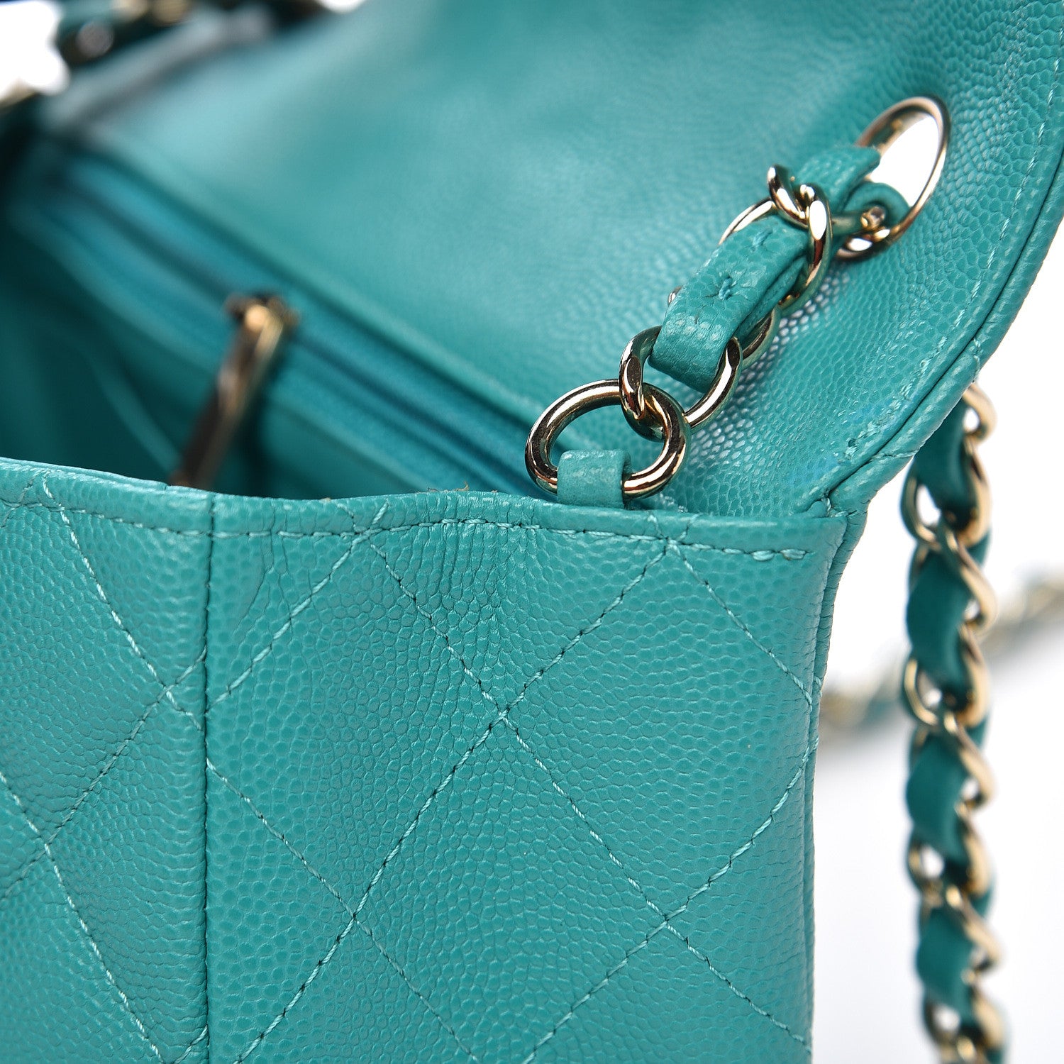 Chanel Caviar Quilted Mini Rectangular Flap Turquoise 9 of 13