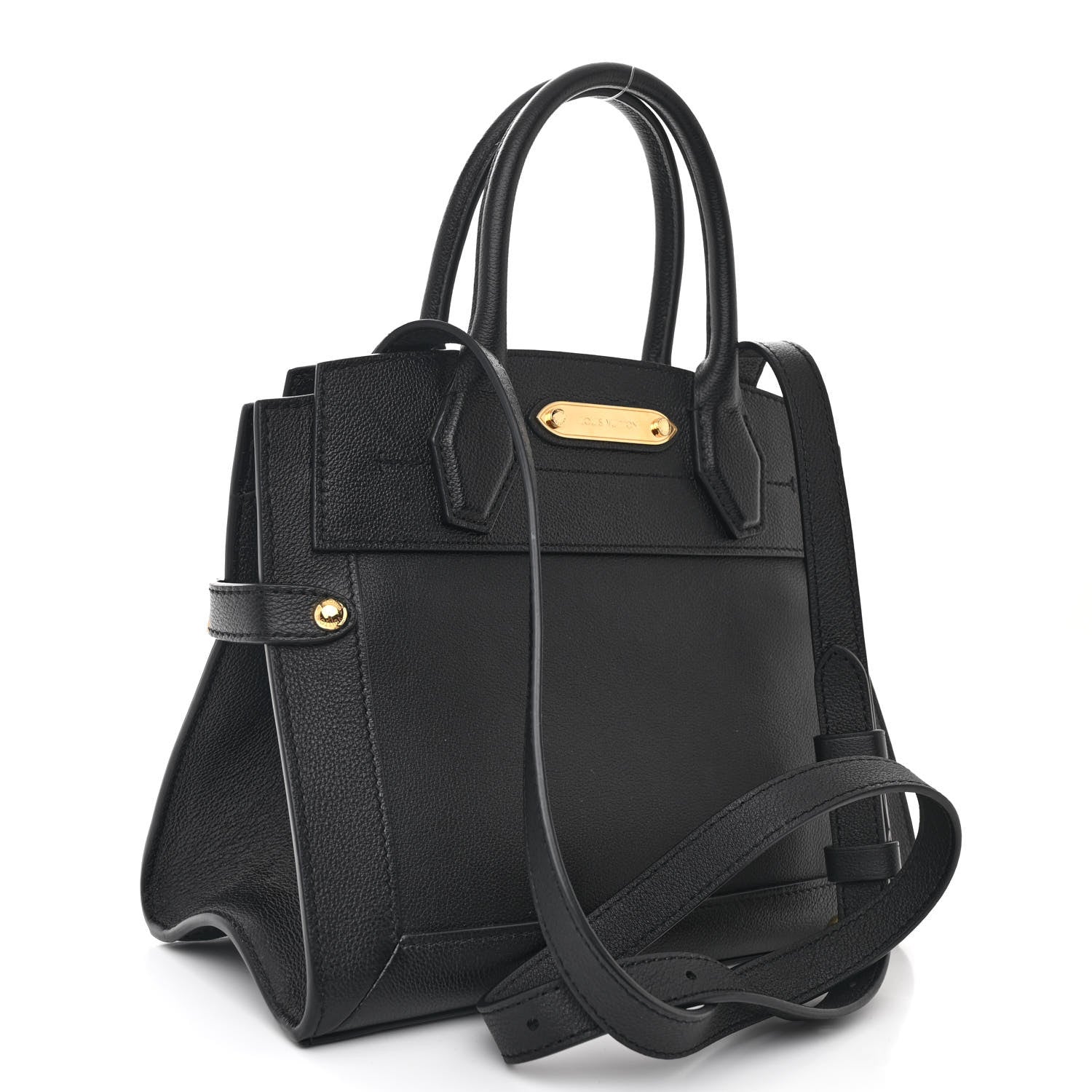 Louis Vuitton Calfskin Steamer PM  Black 3 of 9