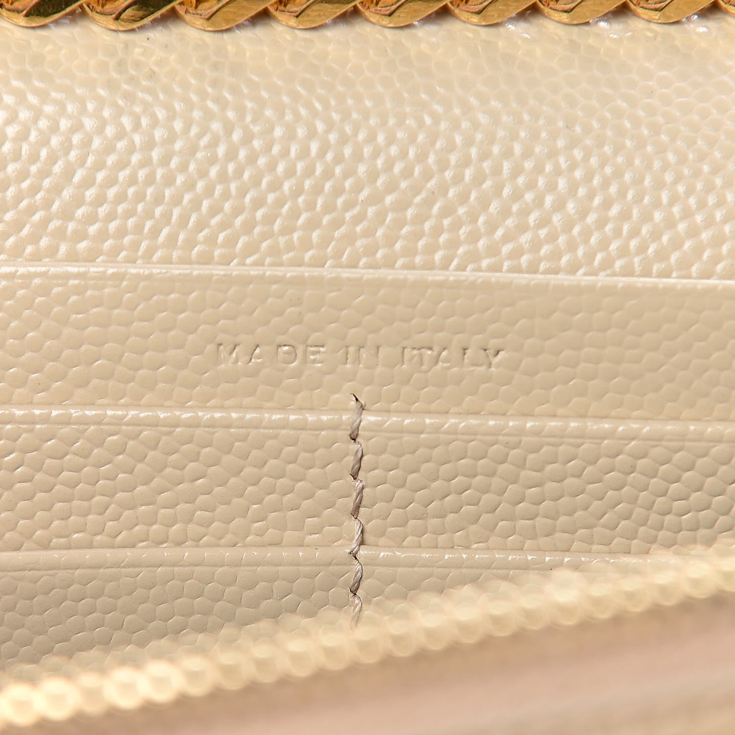 Saint Laurent Grain De Poudre Matelasse Chevron Monogram Chain Wallet Deep Beige 7 of 11
