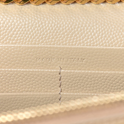 Saint Laurent Grain De Poudre Matelasse Chevron Monogram Chain Wallet Deep Beige 7 of 11