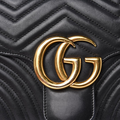 Gucci Calfskin Matelasse Medium GG Marmont Shoulder Bag Black 11 of 20