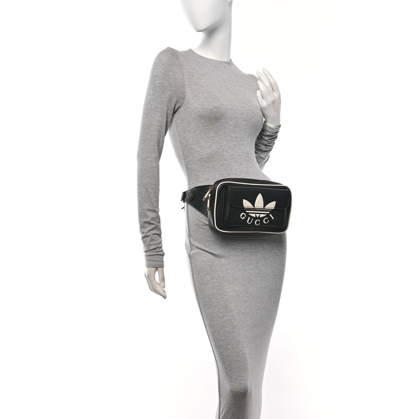 X ADIDAS Textured Dollar Calfskin Belt Bag Black