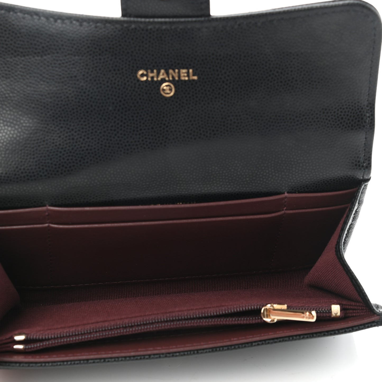 Caviar Quilted Small Gusset Flap Wallet Black