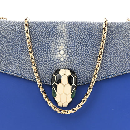Bulgari Galuchat Calfskin Serpenti Forever Crossbody Bag Blue 8 of 15