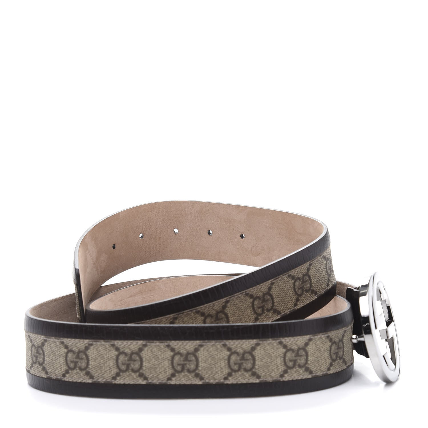 Gucci GG Supreme Monogram Niagara Lux Calfskin Interlocking G 40mm Belt 125 50 Beige Ebony Cocoa 4 of 6