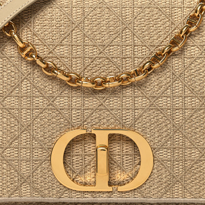 Christian Dior Raffia Calfskin Medium Caro Bag Beige 7 of 9