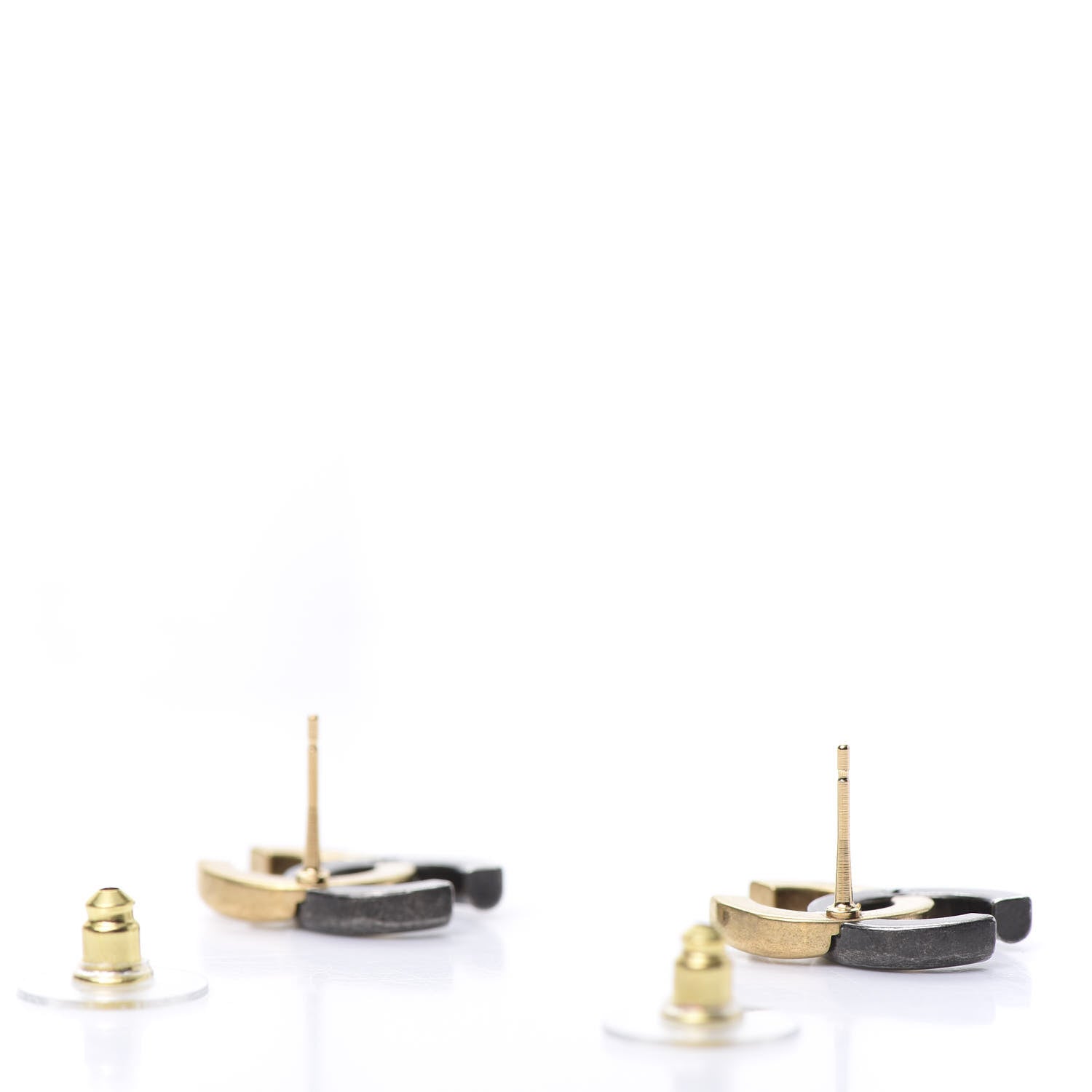 Chanel Metal CC Earrings Gold Ruthenium 3 of 4