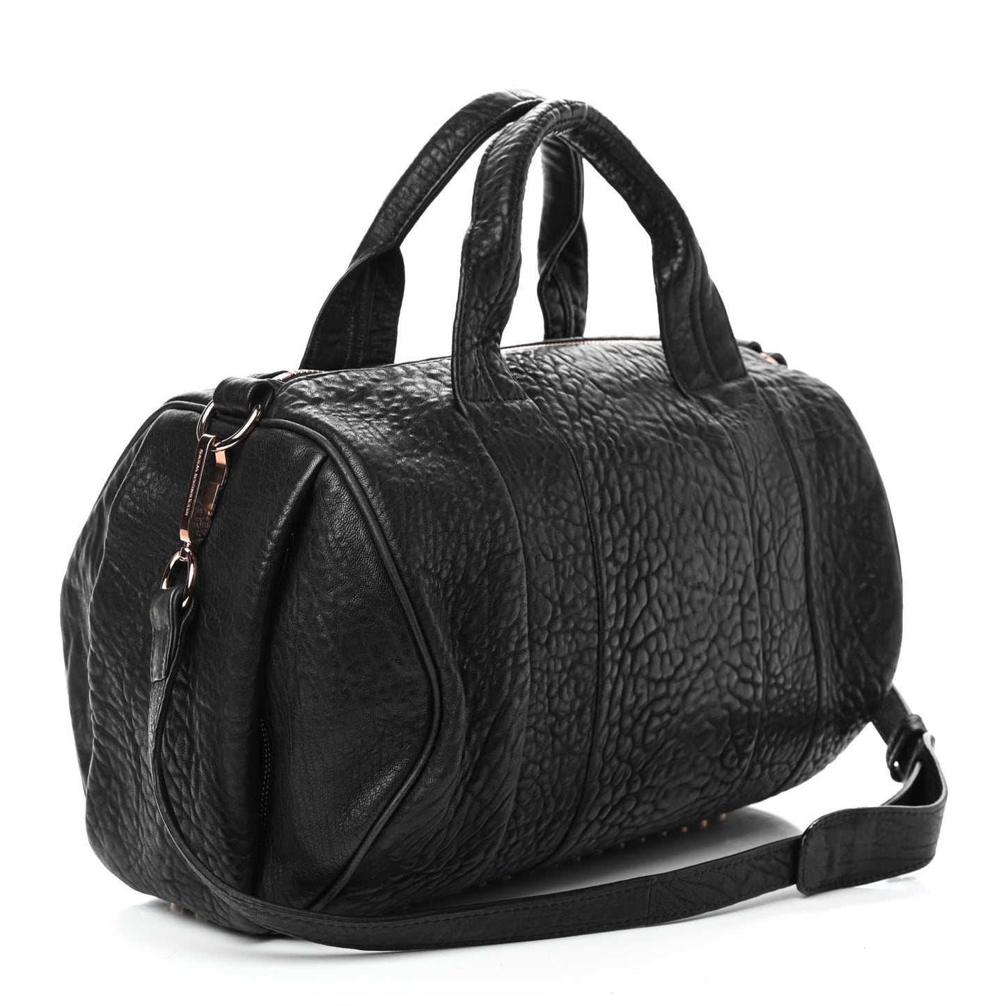 Pebbled Lambskin Rocco Black Rose Gold Hardware