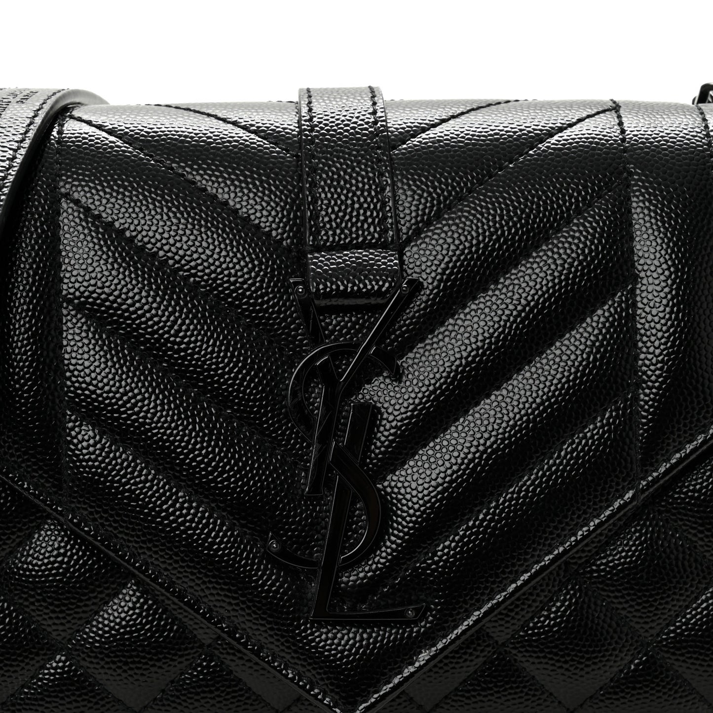 Grain De Poudre Textured Mixed Matelasse Triquilt Small Monogram Monochrome Satchel Black