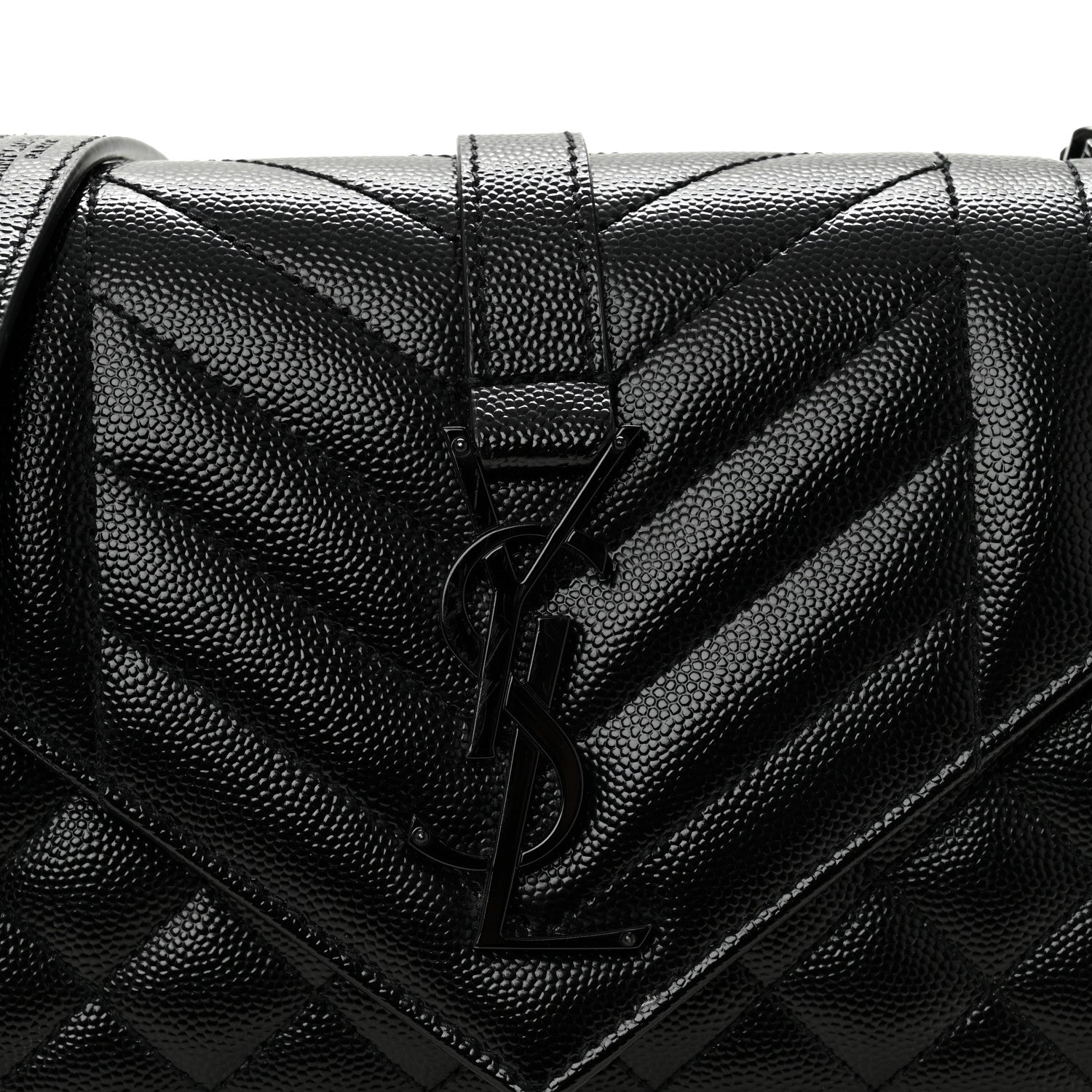 Saint Laurent Grain De Poudre Textured Mixed Matelasse Triquilt Small Monogram Monochrome Satchel Black 7 of 10