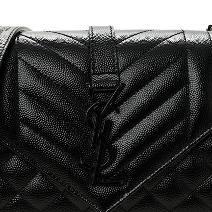 Saint Laurent Grain De Poudre Textured Mixed Matelasse Triquilt Small Monogram Monochrome Satchel Black 7 of 10