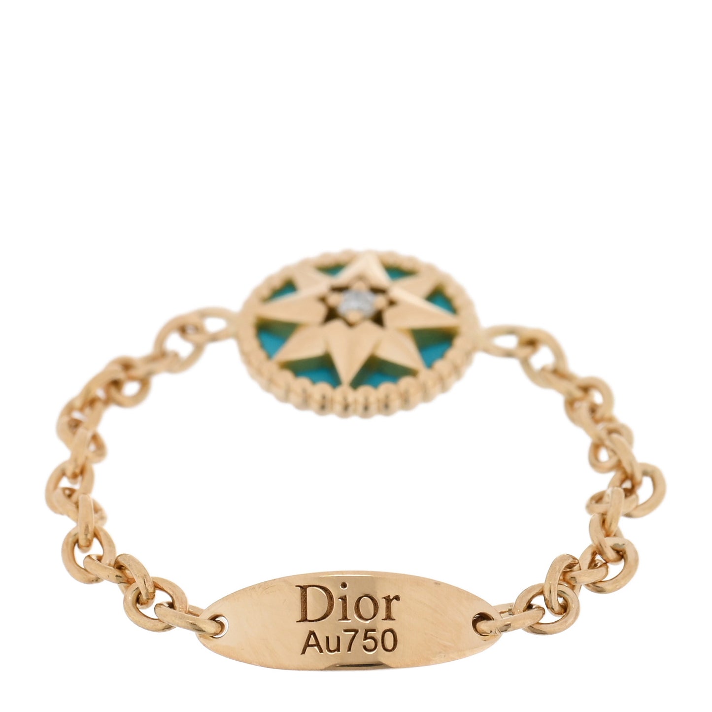 18K Rose Gold Diamond Turquoise Rose Des Vents Ring 52 6