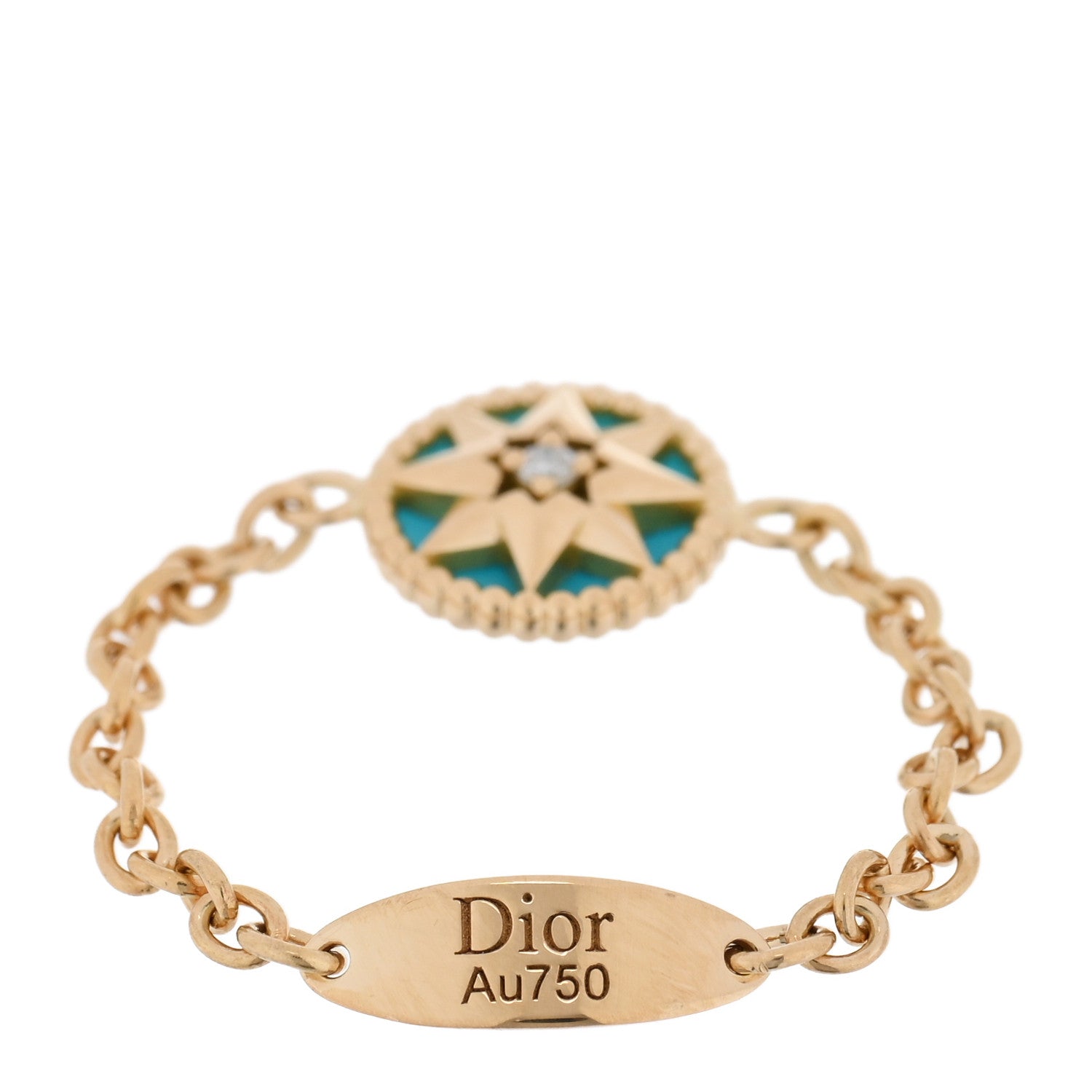 Christian Dior 18K Rose Gold Diamond Turquoise Rose Des Vents Ring 52 6 4 of 4