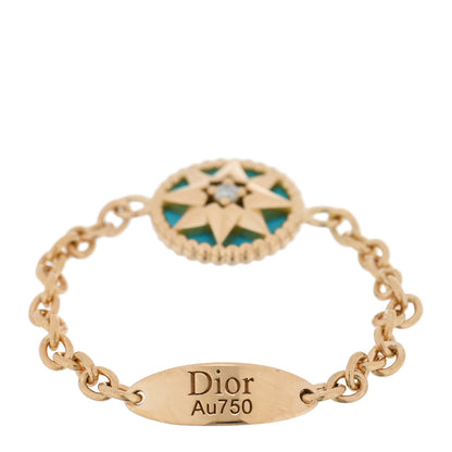 Christian Dior 18K Rose Gold Diamond Turquoise Rose Des Vents Ring 52 6 4 of 4