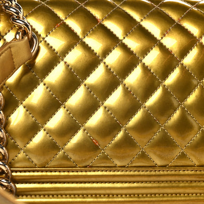Chanel Metallic Patent Calfskin Quilted Medium Boy Flap Gold 14 of 14