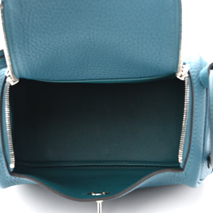 Hermes Taurillon Clemence Mini Lindy 20 Vert Bosphore 5 of 11
