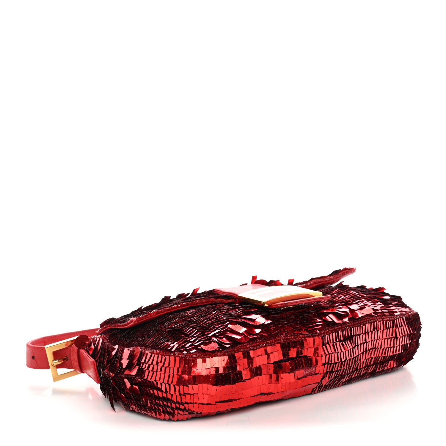 Fendi Sequin Paillettes Enamel Baguette  Red 4 of 10