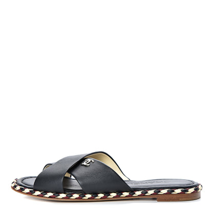 Chanel Lambskin Mule Sandals 37 Black 1 of 8