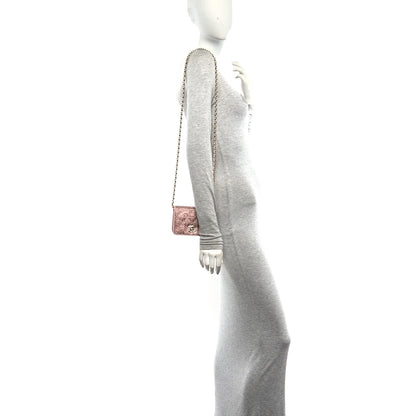 Chanel Lambskin Crystal Diamante Clutch With Chain Light Pink 2 of 12