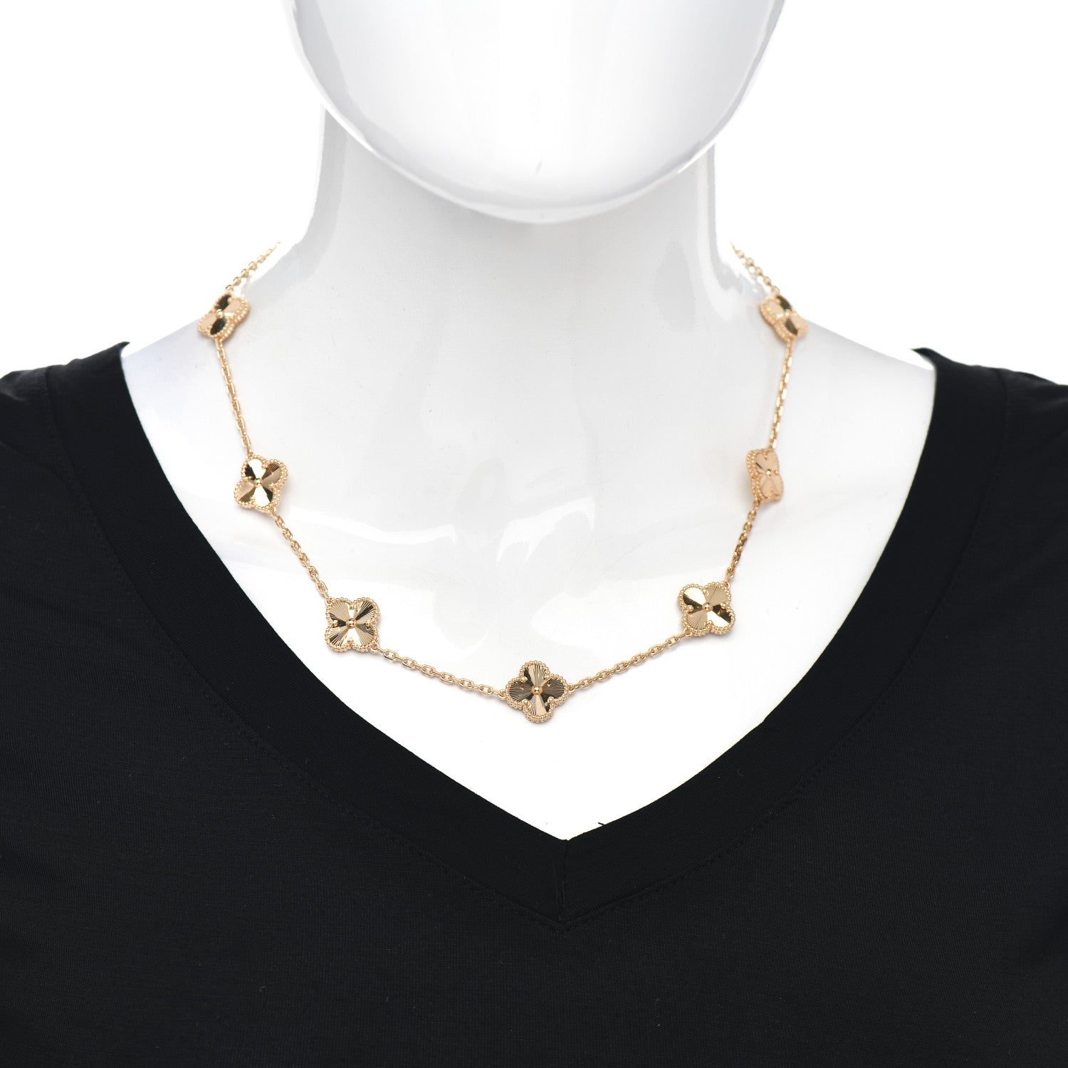 Van Cleef & Arpels 18K Yellow Gold 10 Motifs Guilloche Vintage Alhambra Necklace 2 of 5
