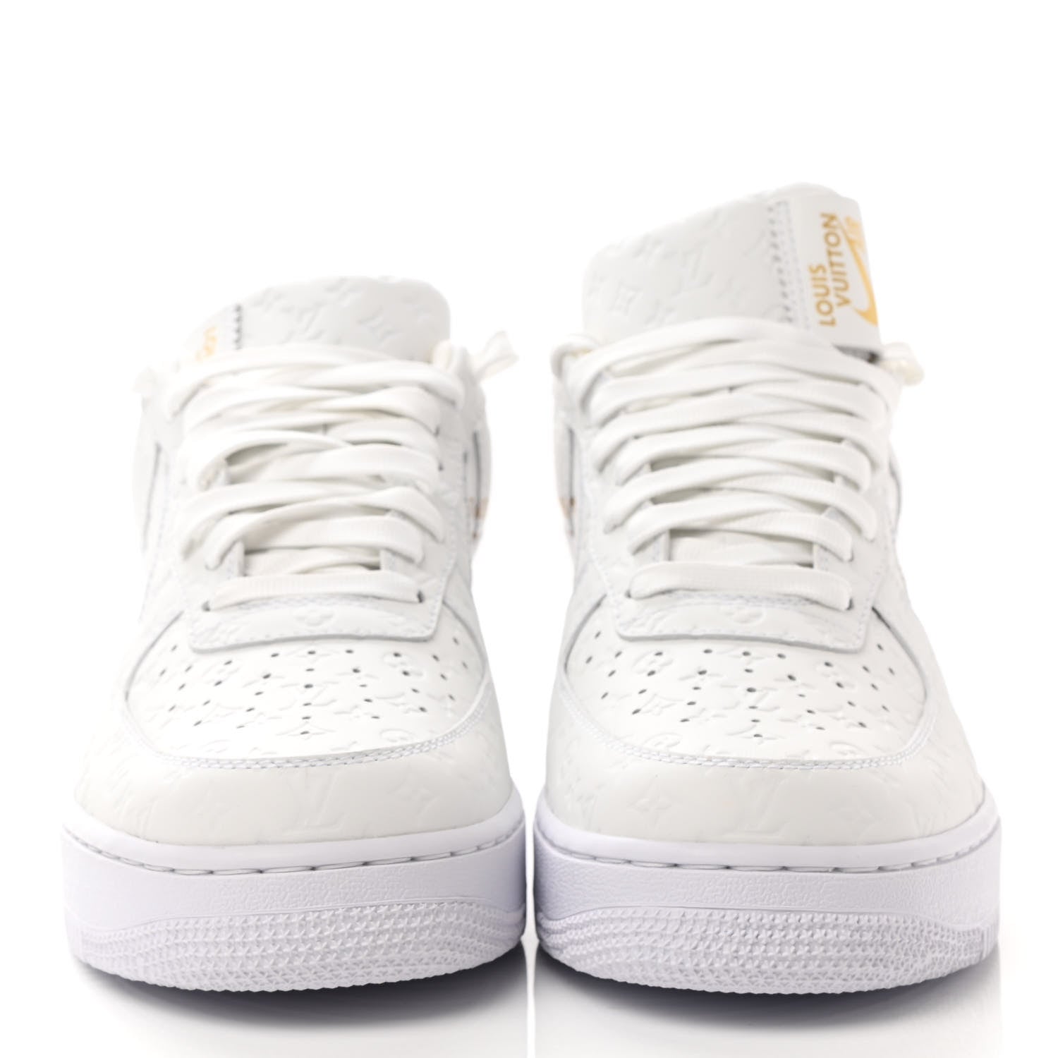 Louis Vuitton X NIKE AIR FORCE 1 Calfskin Monogram Mens Low Top Sneakers 9 White 2 of 8