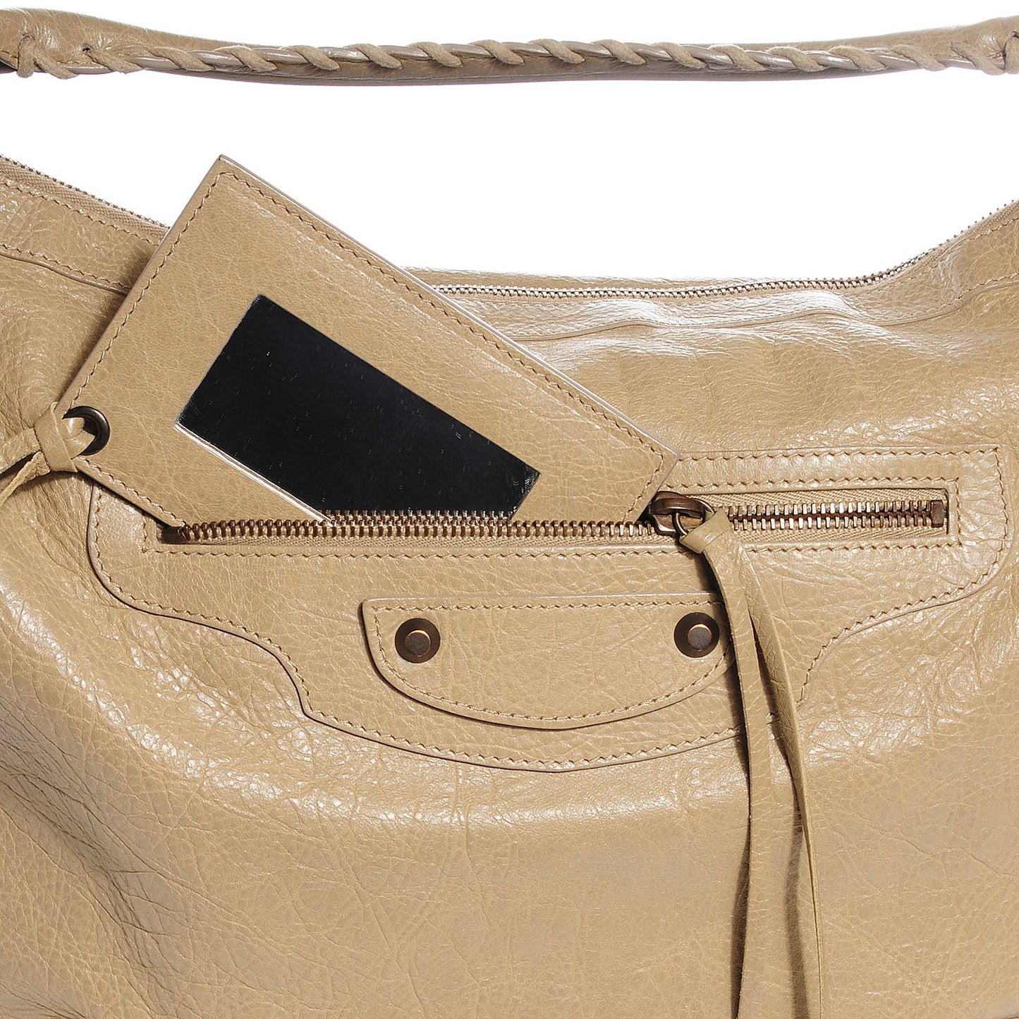 Agneau Classic Hardware Day Hobo Latte Beige