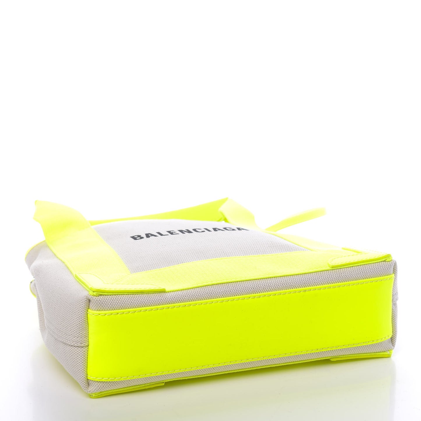 Cotton Canvas Satin Calfskin Navy Cabas XS Natural Fluo Yellow