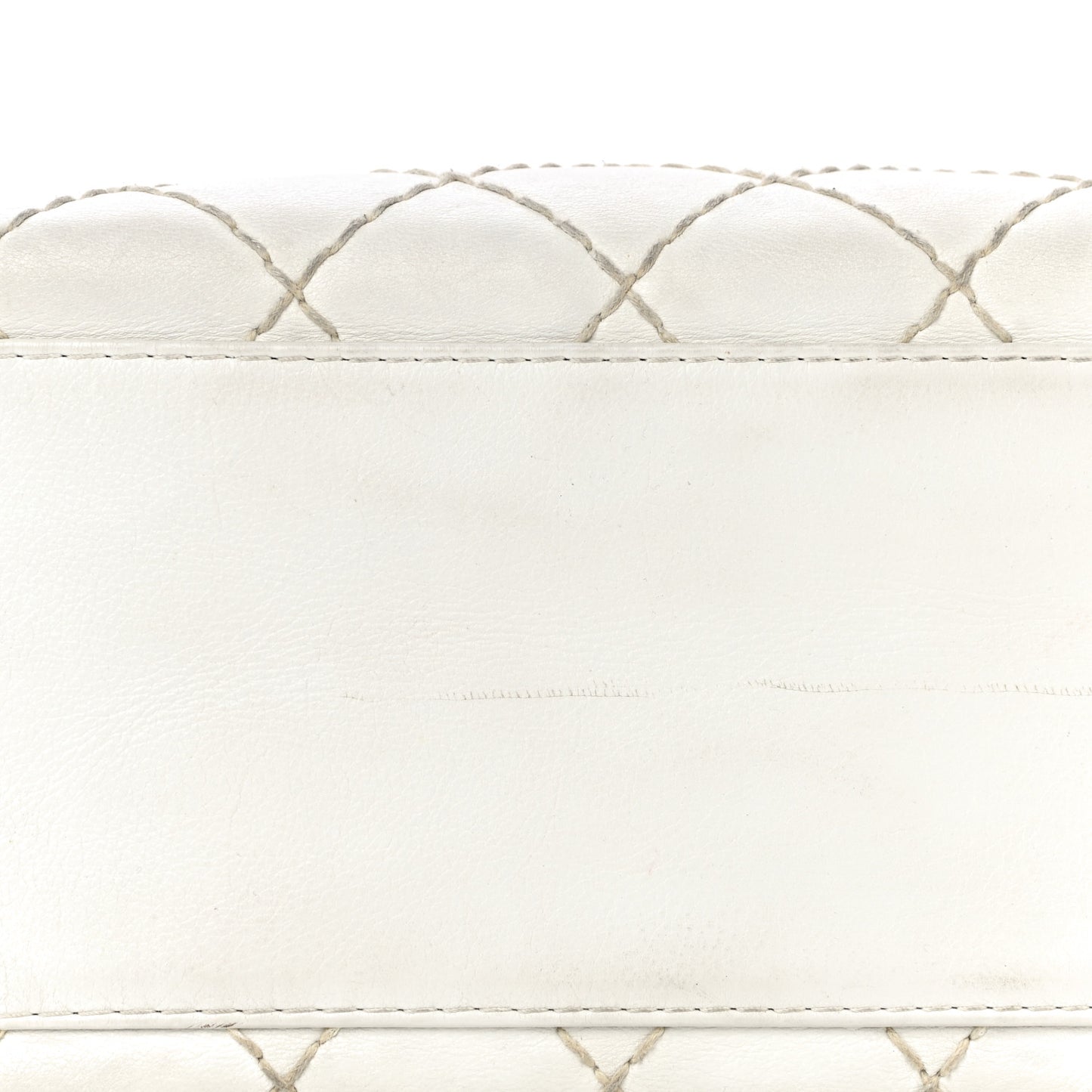 Calfskin Wild Stitch Top Handle Bag White