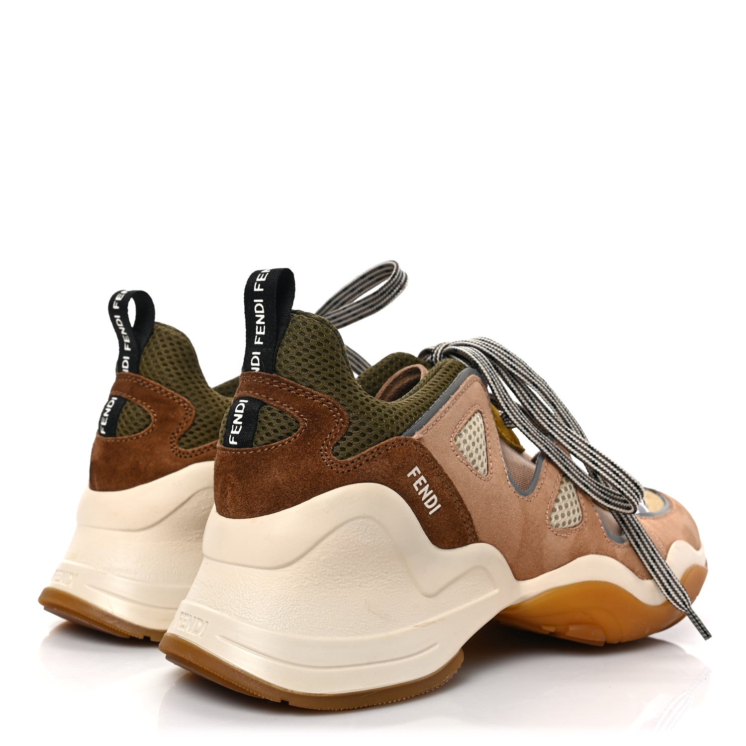 Fendi Suede Mesh Womens FFluid Low Top Sneakers 36 Macaron Martora Skin 4 of 8