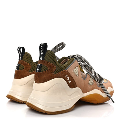 Fendi Suede Mesh Womens FFluid Low Top Sneakers 36 Macaron Martora Skin 4 of 8